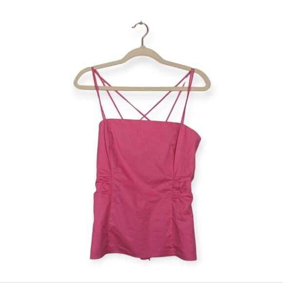 Frame Hot Pink Gathered Strappy Tie-Back Top Size L - Picture 1 of 9
